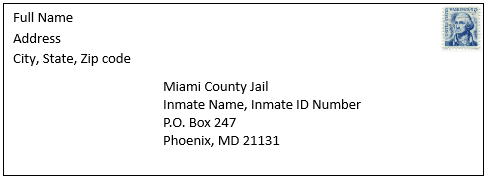Example of how to address a letter to an inmate