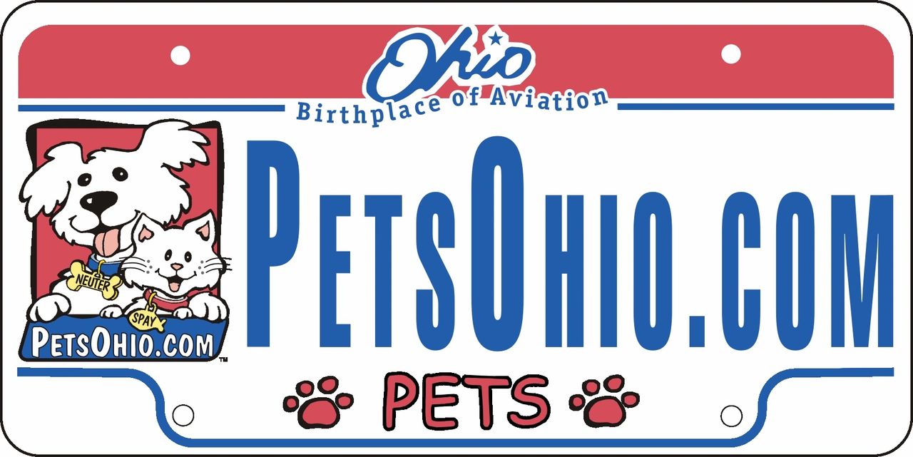 PetsOhio.com - Ohio License plate with pet related text and art