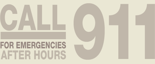 Call 911 for emergencies after hours graphic Call 911 for emergencies after hours graphic
